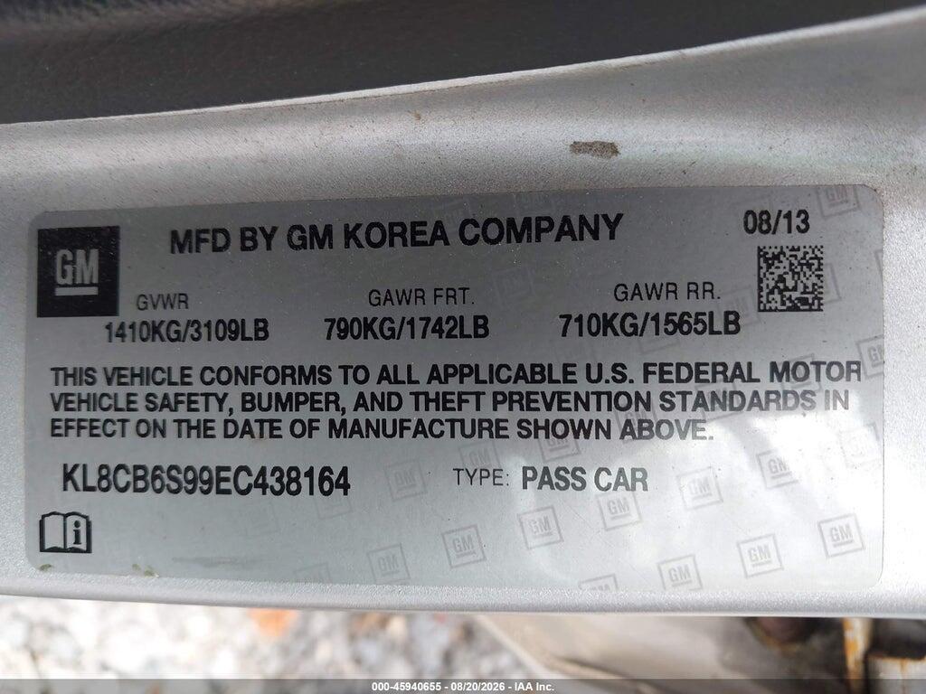 KL8CB6S99EC438164 2014 CHEVROLET SPARK photo no. 9