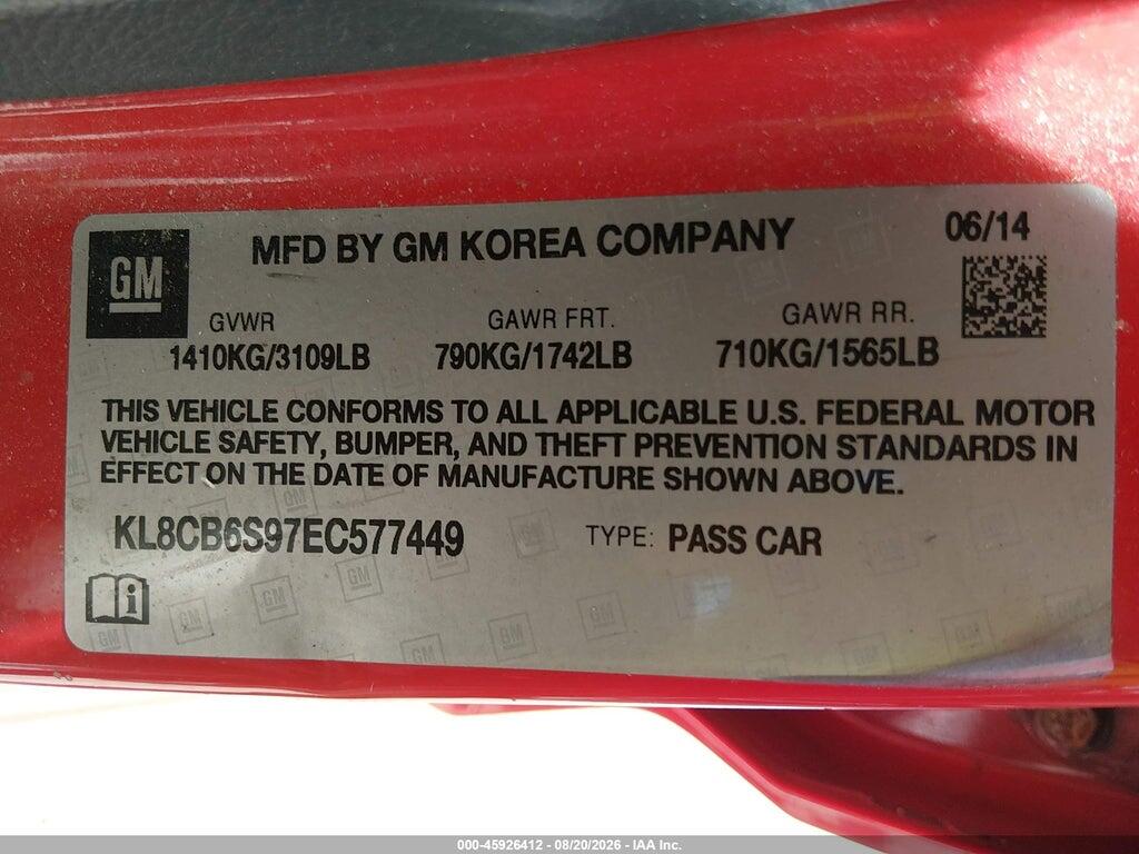 KL8CB6S97EC577449 2014 CHEVROLET SPARK photo no. 9