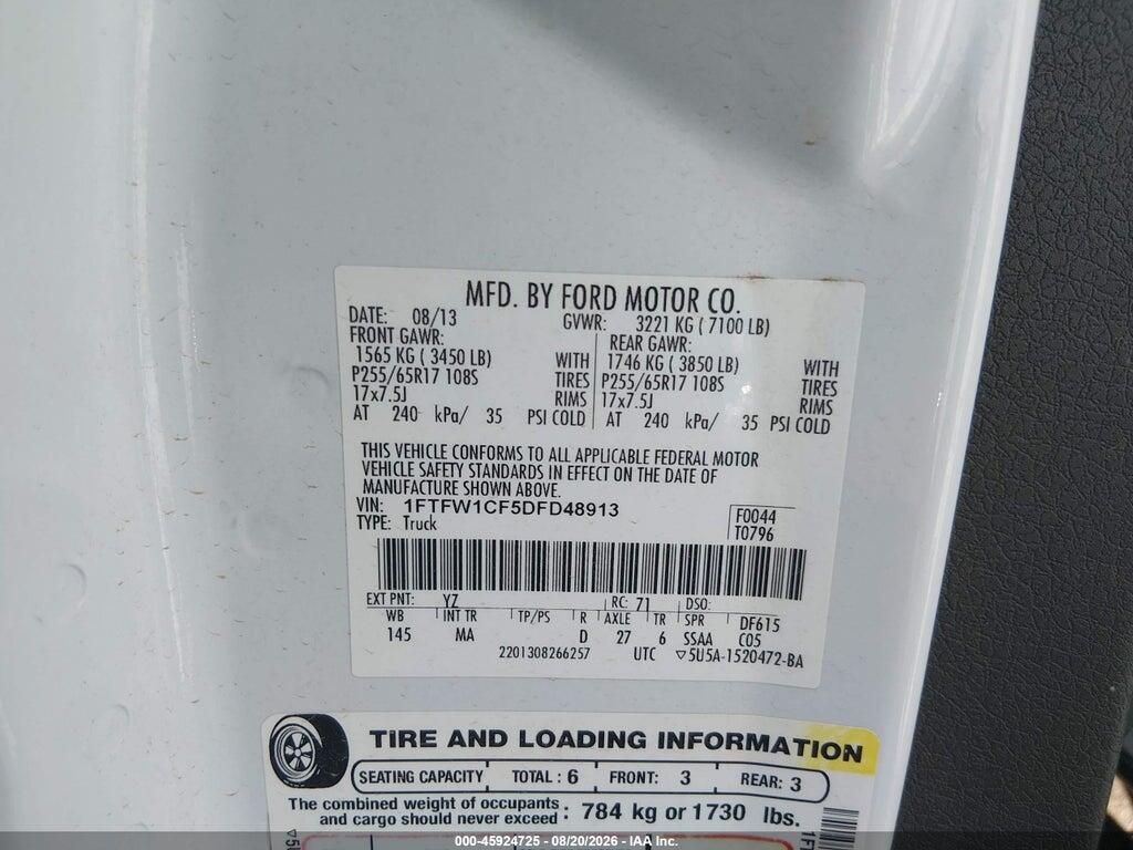 1FTFW1CF5DFD48913 2013 FORD F-150 photo no. 9