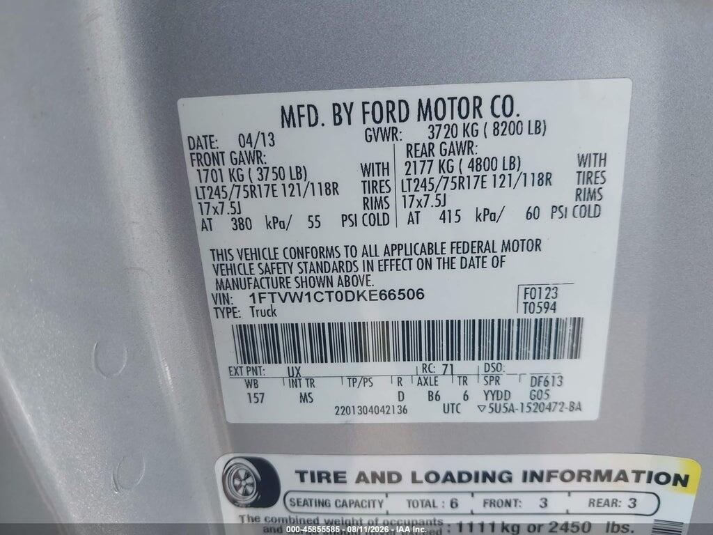 1FTVW1CT0DKE66506 2013 FORD F-150 photo no. 9