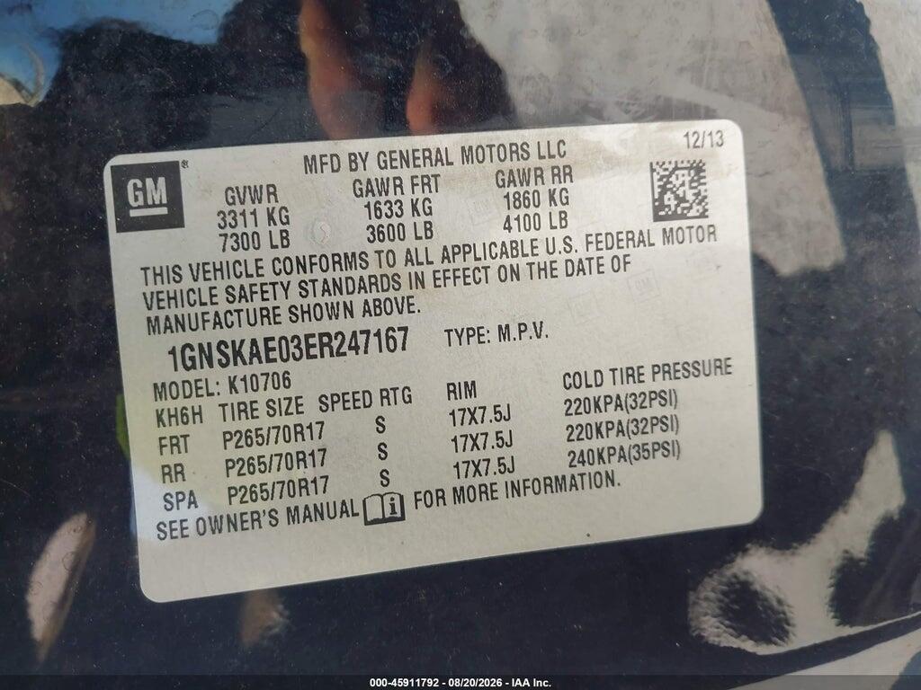 1GNSKAE03ER247167 2014 CHEVROLET TAHOE photo no. 9