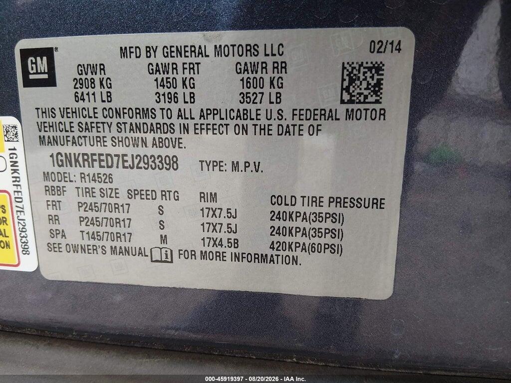 1GNKRFED7EJ293398 2014 CHEVROLET TRAVERSE photo no. 9