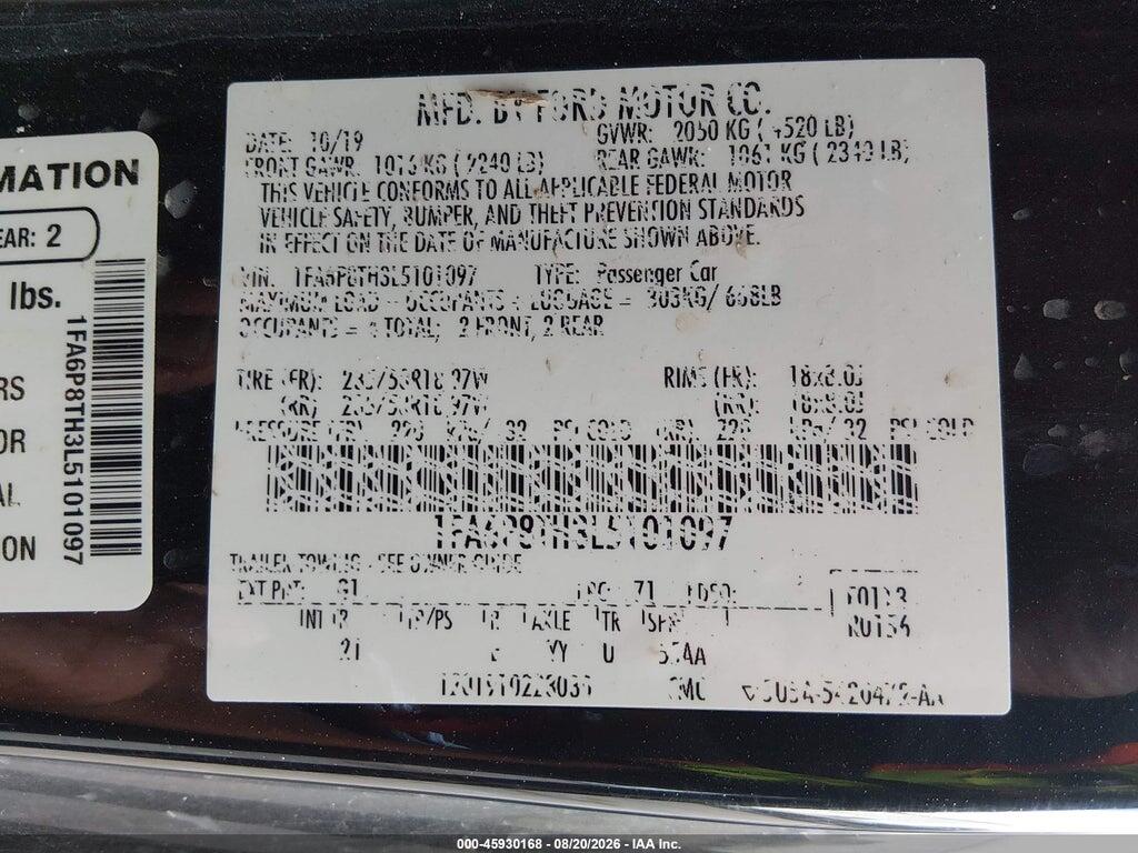 1FA6P8TH3L5101097 2020 FORD MUSTANG photo no. 9