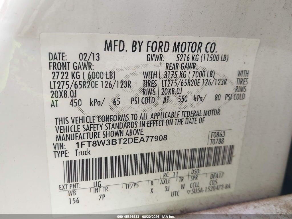 1FT8W3BT2DEA77908 2013 FORD F-350 photo no. 8