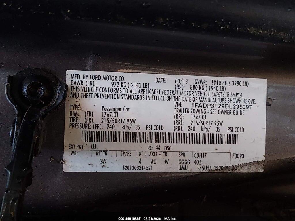 1FADP3F29DL295097 2013 FORD FOCUS photo no. 9