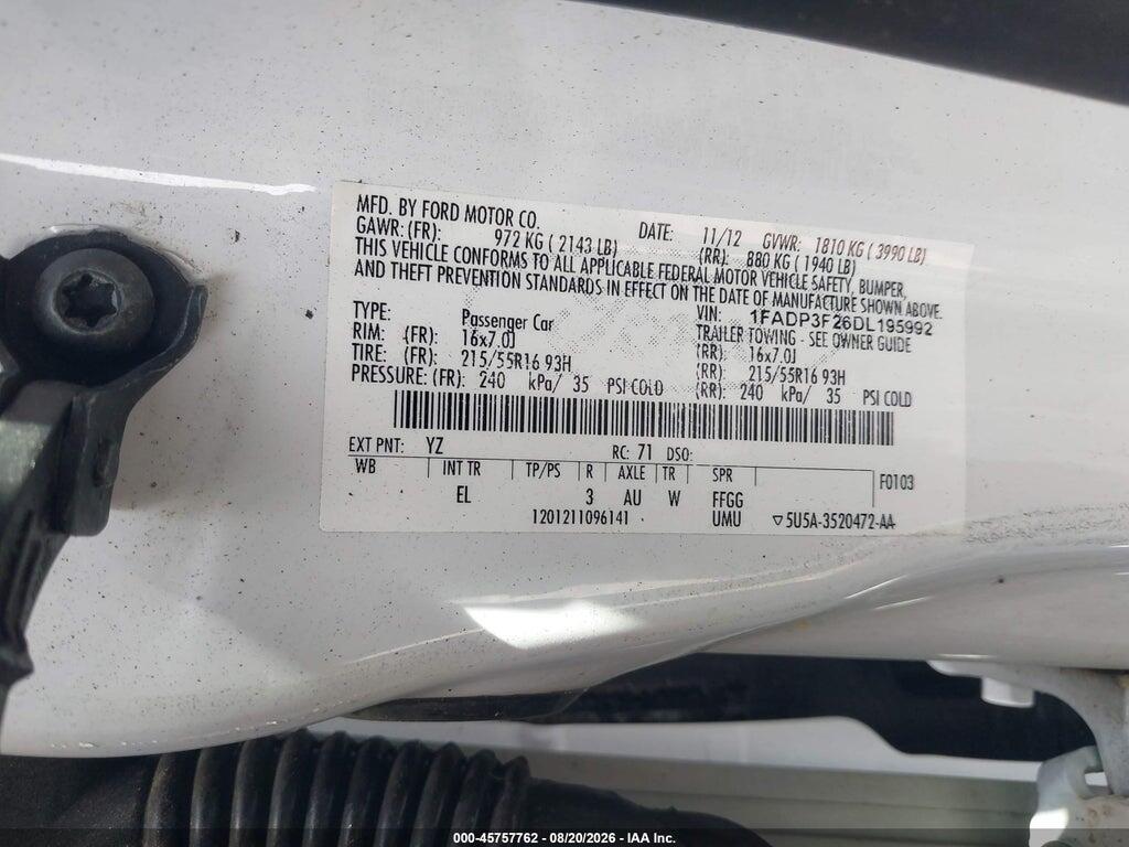 1FADP3F26DL195992 2013 FORD FOCUS photo no. 9