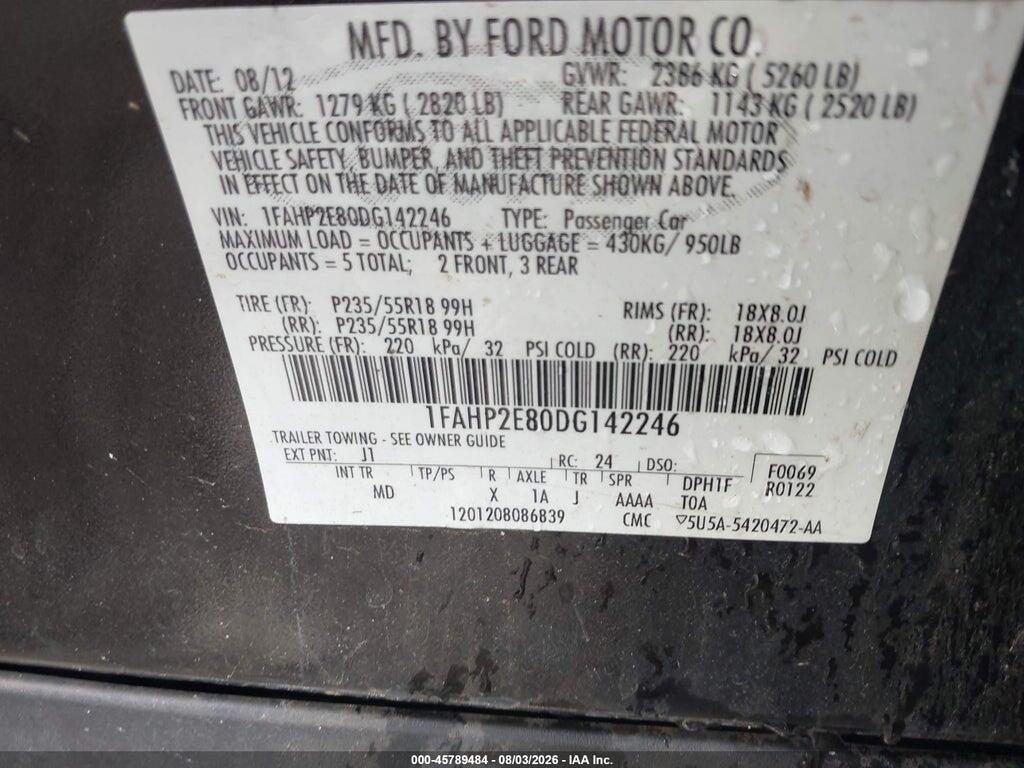 1FAHP2E80DG142246 2013 FORD TAURUS photo no. 9