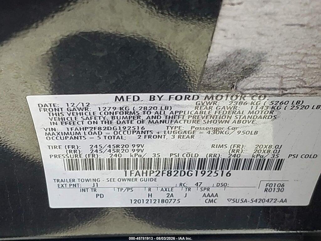 1FAHP2F82DG192516 2013 FORD TAURUS photo no. 9