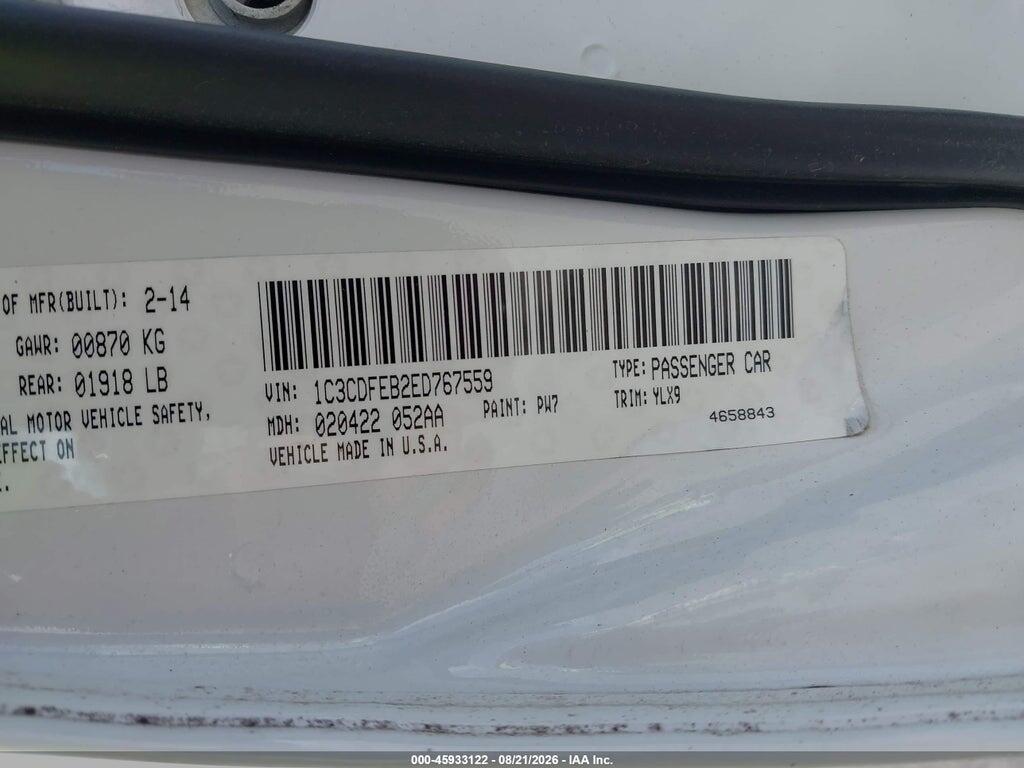 1C3CDFEB2ED767559 2014 DODGE DART photo no. 9