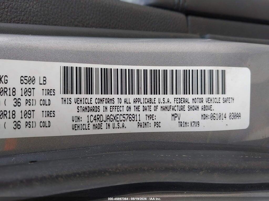 1C4RDJAGXEC576911 2014 DODGE DURANGO photo no. 9