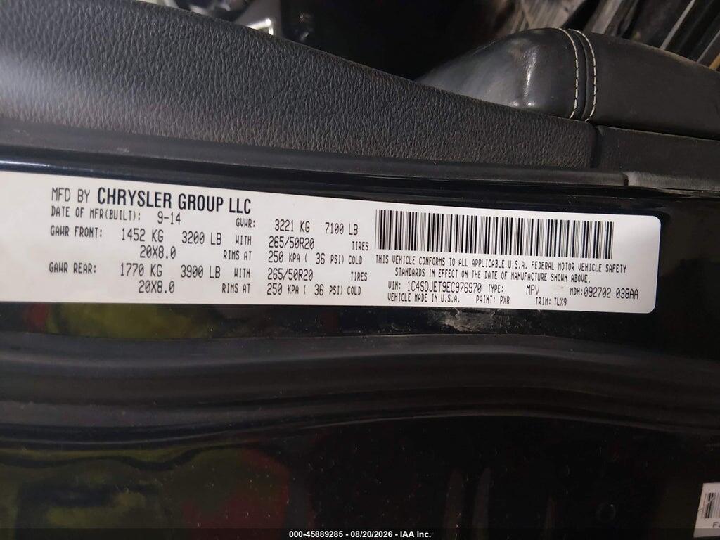 1C4SDJET9EC976970 2014 DODGE DURANGO photo no. 9
