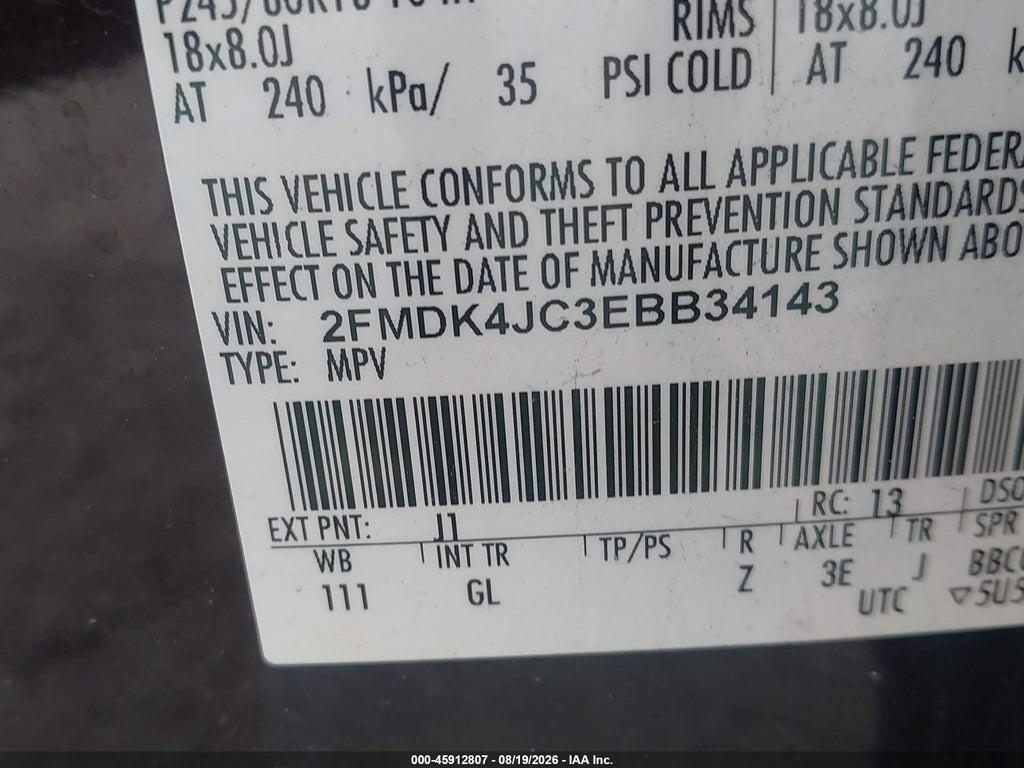 2FMDK4JC3EBB34143 2014 FORD EDGE photo no. 9