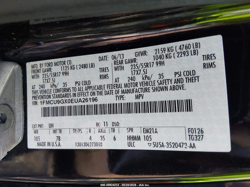 1FMCU9GX0EUA26196 2014 FORD ESCAPE photo no. 9