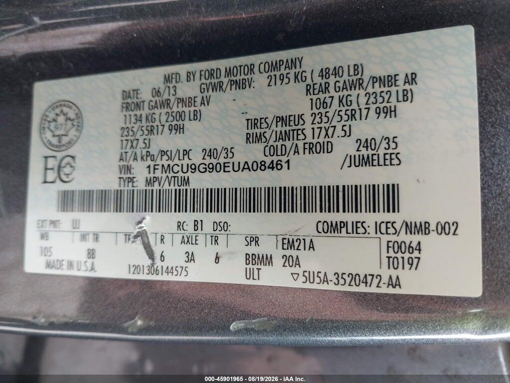 1FMCU9G90EUA08461 2014 FORD ESCAPE photo no. 9
