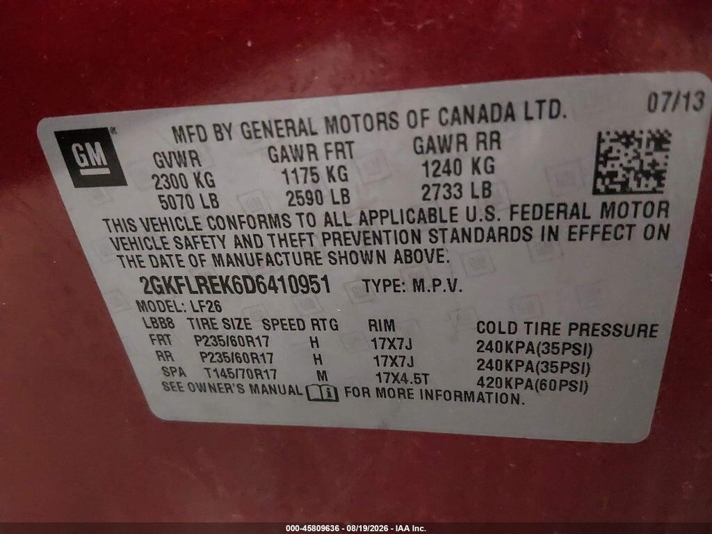 2GKFLREK6D6410951 2013 GMC TERRAIN photo no. 9