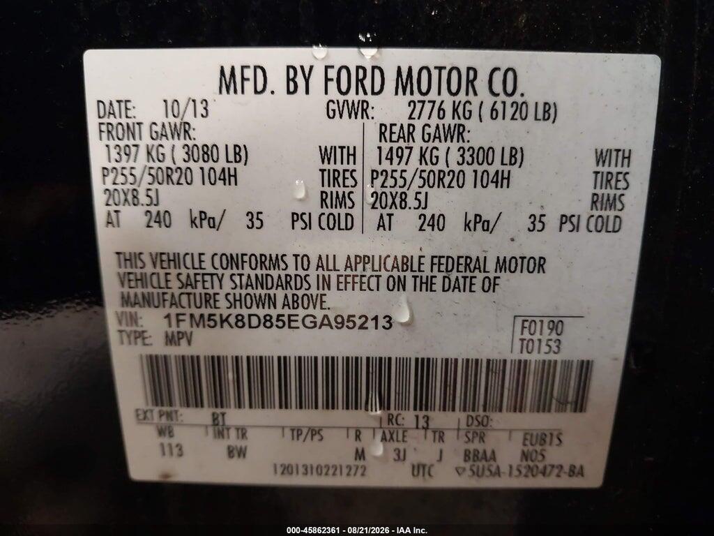 1FM5K8D85EGA95213 2014 FORD EXPLORER photo no. 9