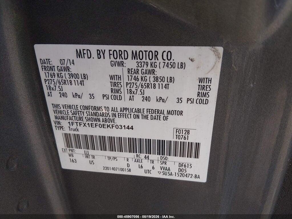 1FTFX1EF0EKF03144 2014 FORD F-150 photo no. 9