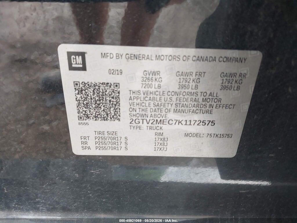2GTV2MEC7K1172575 2019 GMC SIERRA 1500 LIMITED photo no. 9