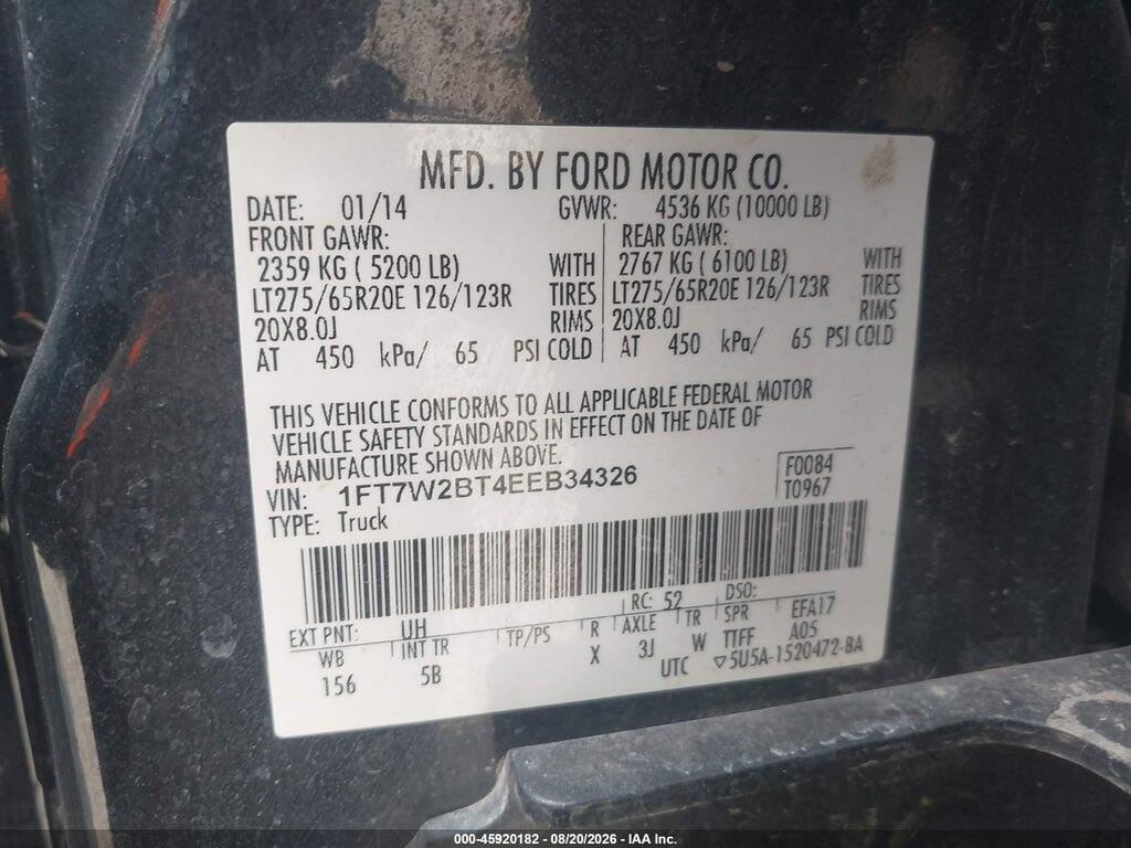 1FT7W2BT4EEB34326 2014 FORD F-250 photo no. 9