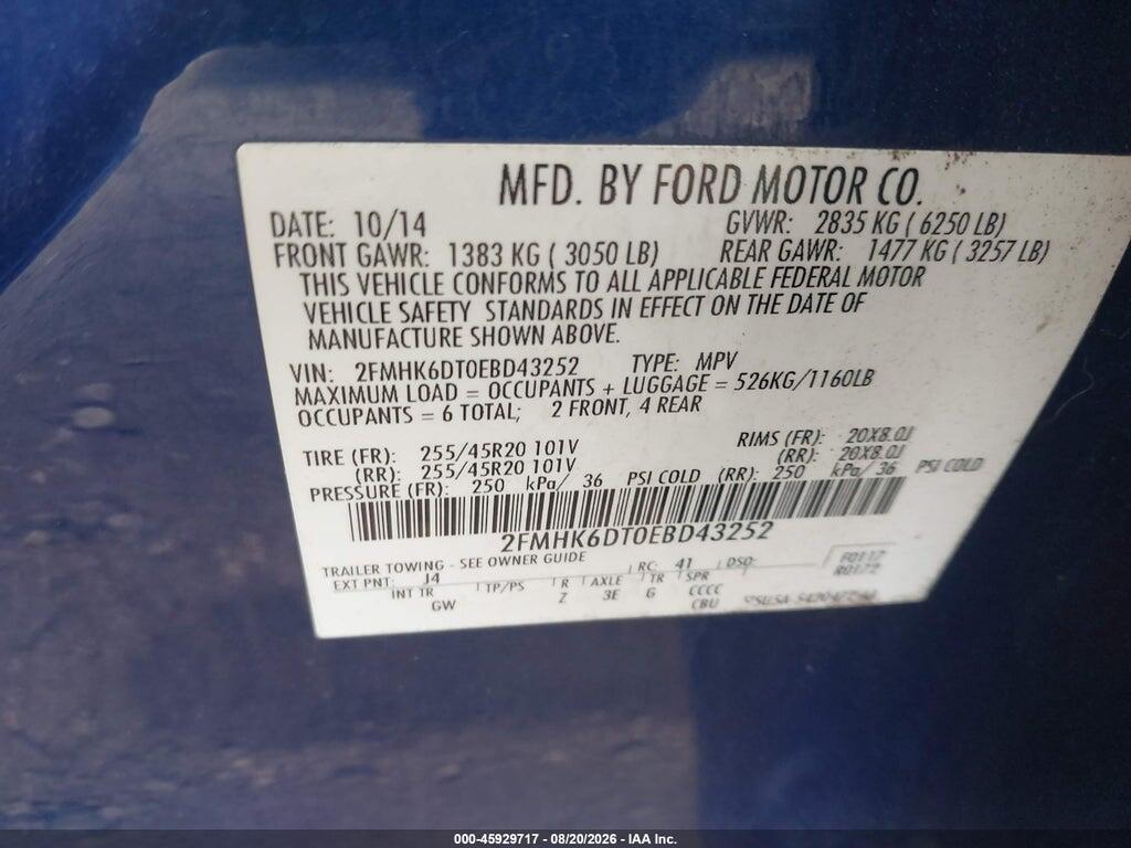 2FMHK6DT0EBD43252 2014 FORD FLEX photo no. 9