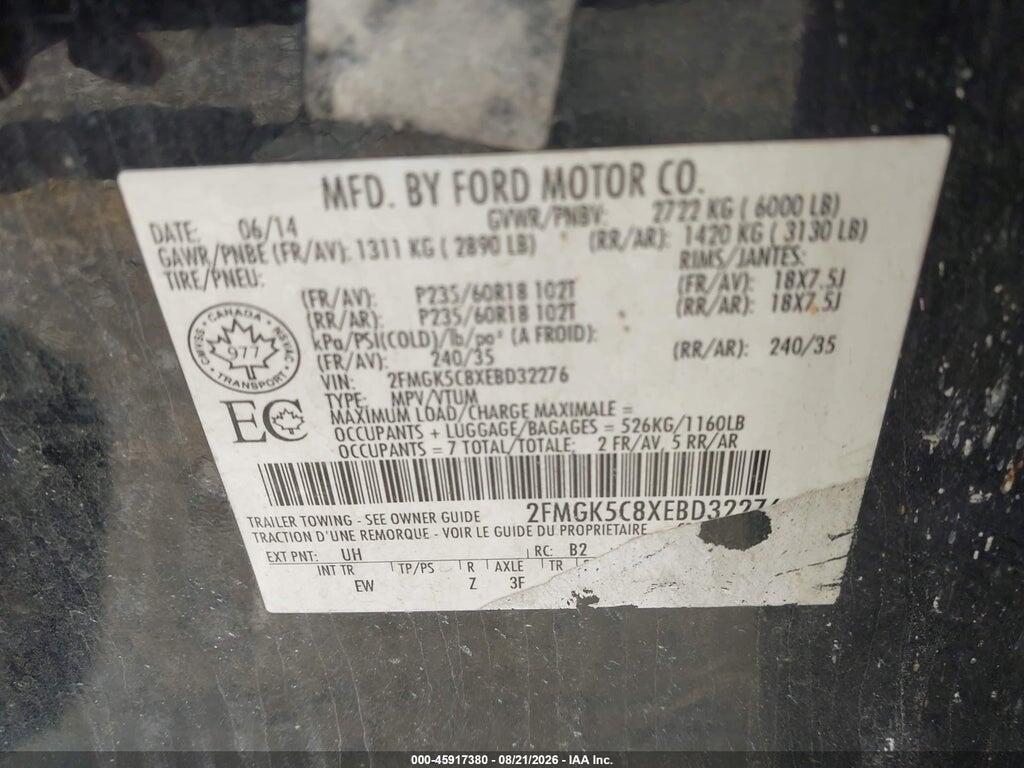 2FMGK5C8XEBD32276 2014 FORD FLEX photo no. 9