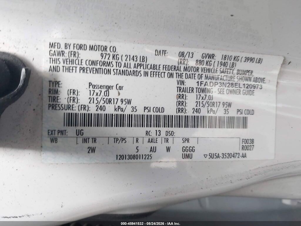 1FADP3N28EL120973 2014 FORD FOCUS photo no. 9
