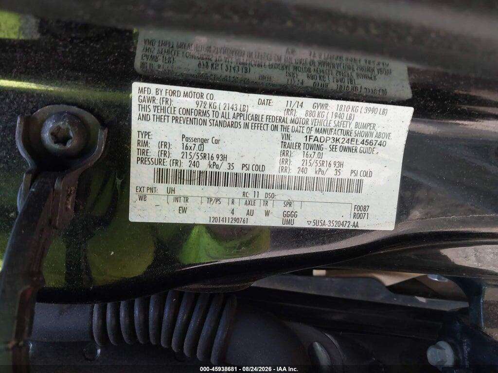 1FADP3K24EL456740 2014 FORD FOCUS photo no. 9
