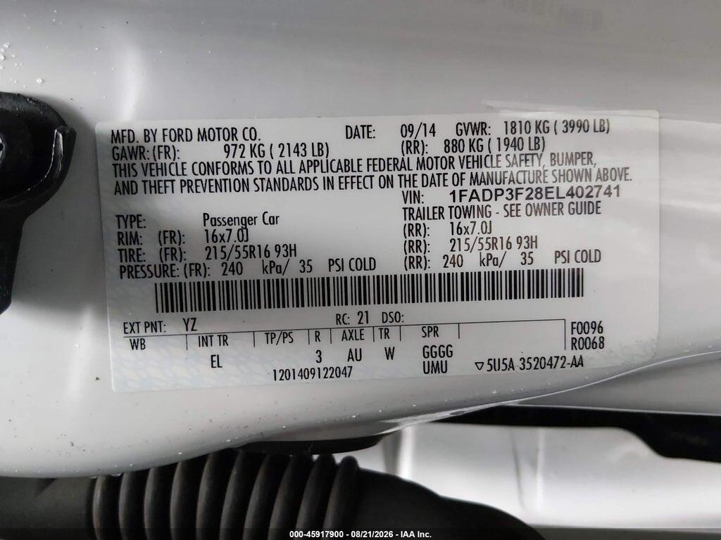 1FADP3F28EL402741 2014 FORD FOCUS photo no. 9