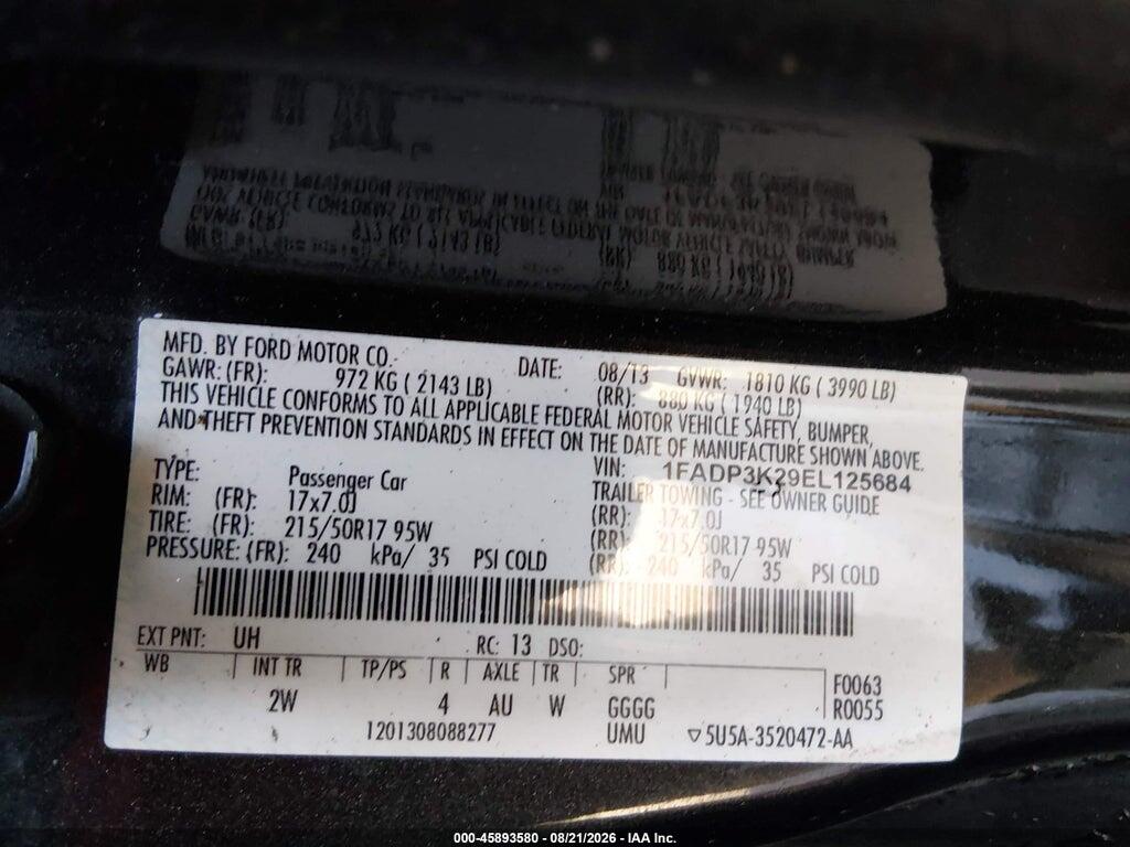 1FADP3K29EL125684 2014 FORD FOCUS photo no. 9