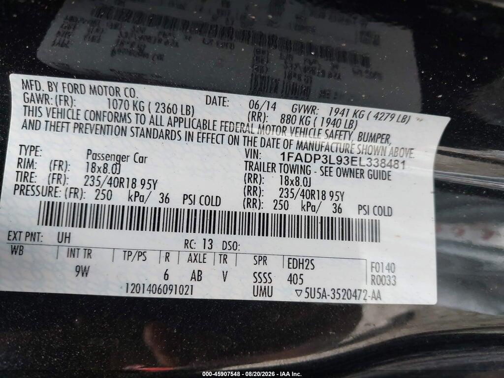 1FADP3L93EL338481 2014 FORD FOCUS ST photo no. 9