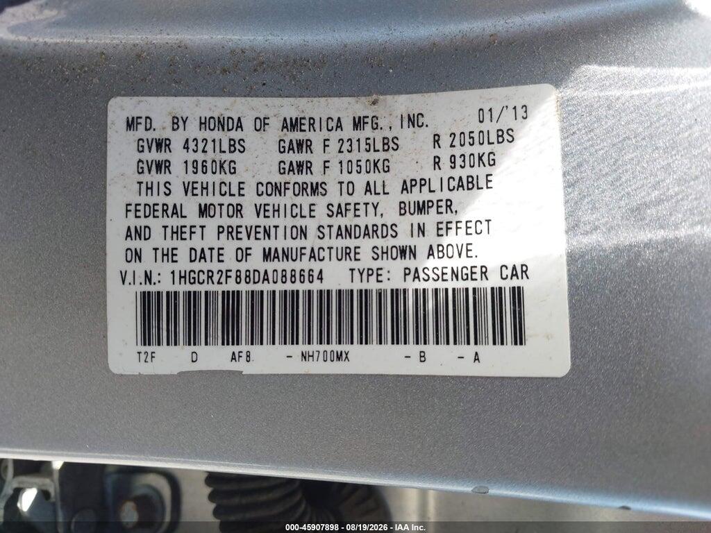 1HGCR2F88DA088664 2013 HONDA ACCORD photo no. 9