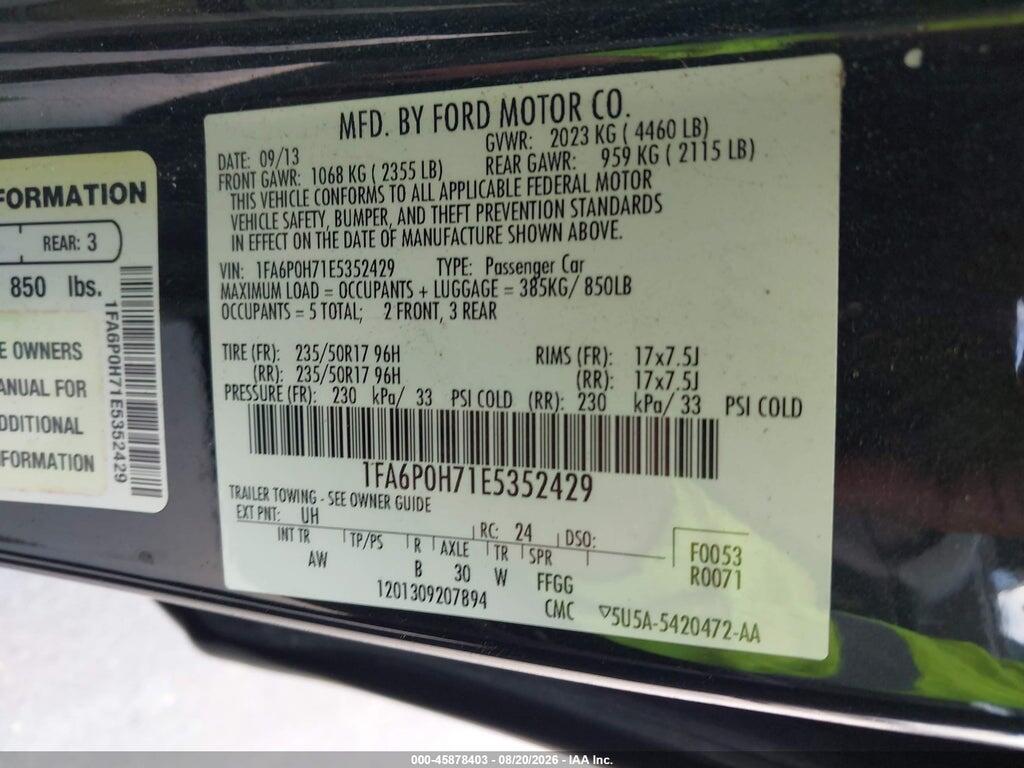 1FA6P0H71E5352429 2014 FORD FUSION photo no. 9