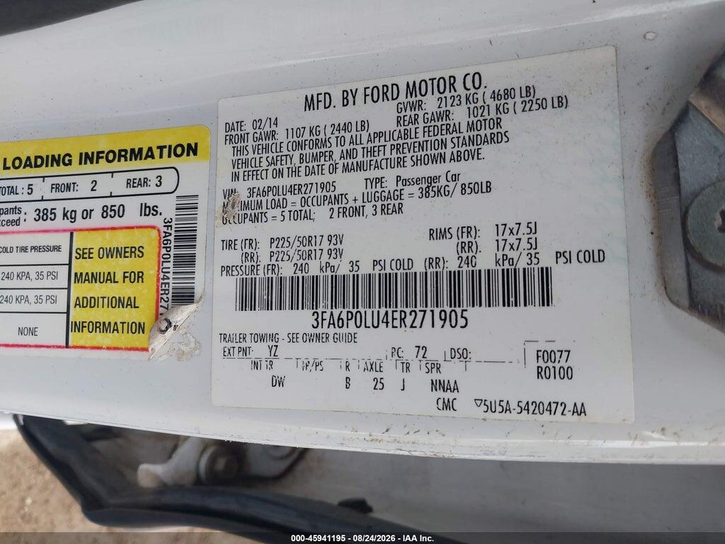 3FA6P0LU4ER271905 2014 FORD FUSION HYBRID photo no. 9