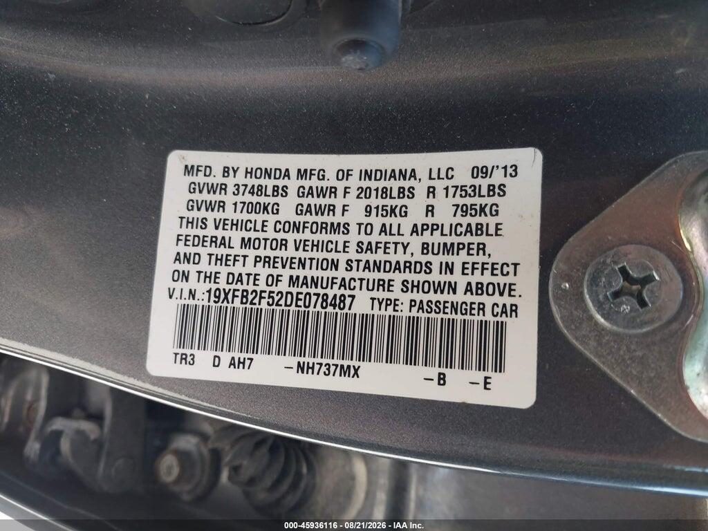 19XFB2F52DE078487 2013 HONDA CIVIC photo no. 9