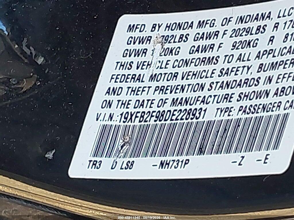19XFB2F98DE228931 2013 HONDA CIVIC photo no. 9