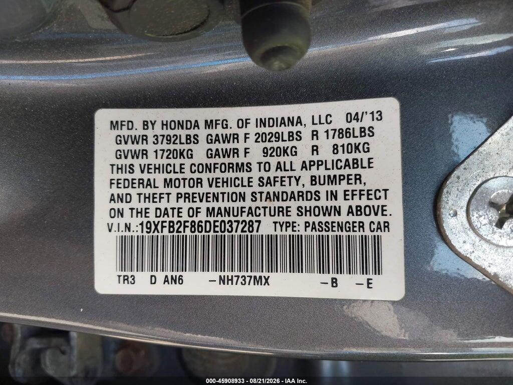 19XFB2F86DE037287 2013 HONDA CIVIC photo no. 9