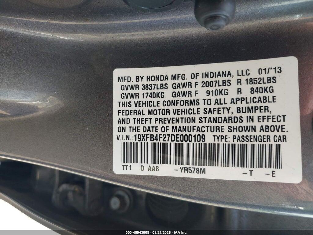19XFB4F27DE000109 2013 HONDA CIVIC HYBRID photo no. 9