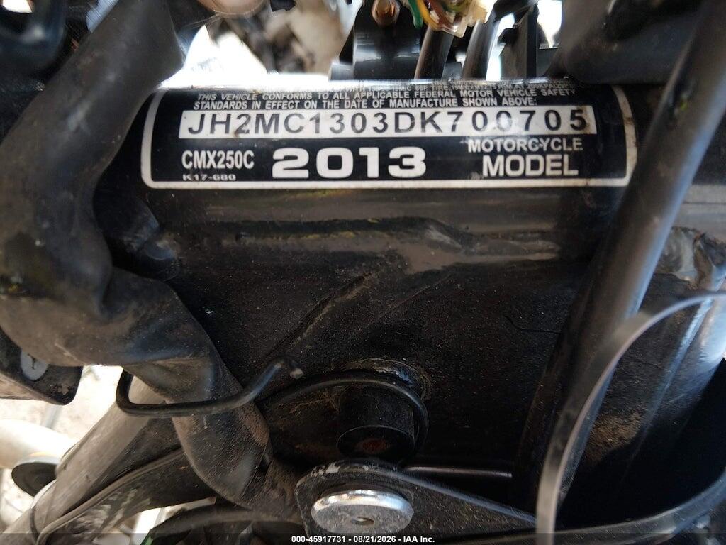 JH2MC1303DK700705 2013 HONDA CMX250 photo no. 10