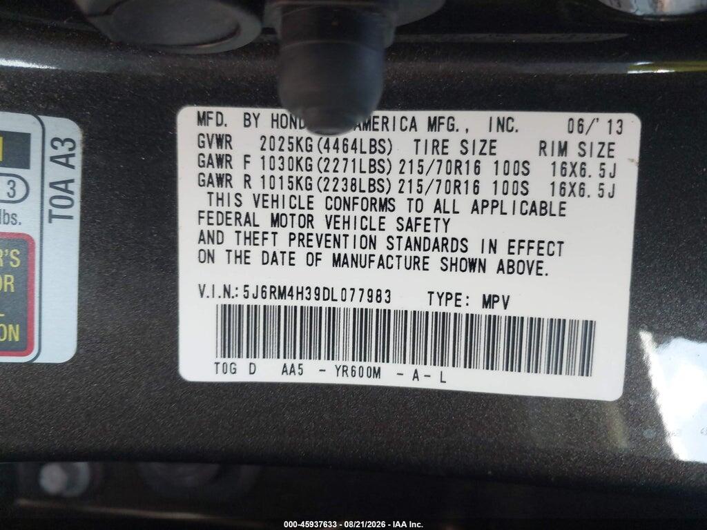 5J6RM4H39DL077983 2013 HONDA CR-V photo no. 9