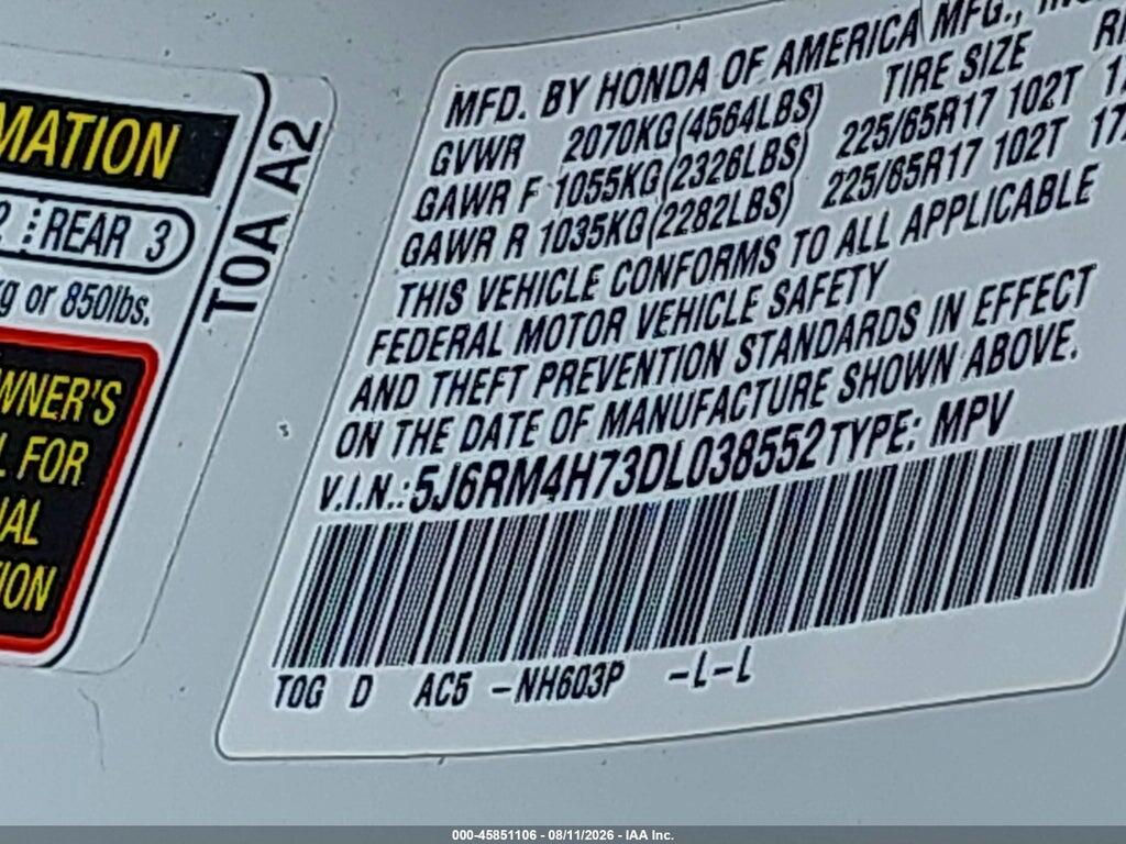 5J6RM4H73DL038552 2013 HONDA CR-V photo no. 9