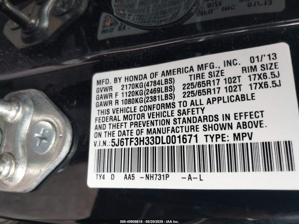 5J6TF3H33DL001671 2013 HONDA CROSSTOUR photo no. 9