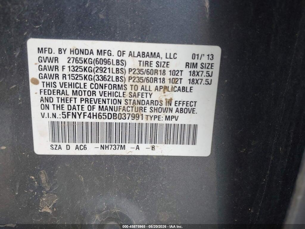 5FNYF4H65DB037991 2013 HONDA PILOT photo no. 9
