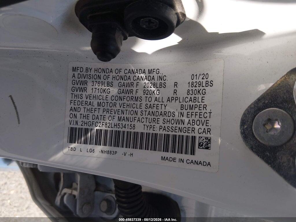 2HGFC2F82LH534158 2020 HONDA CIVIC photo no. 9