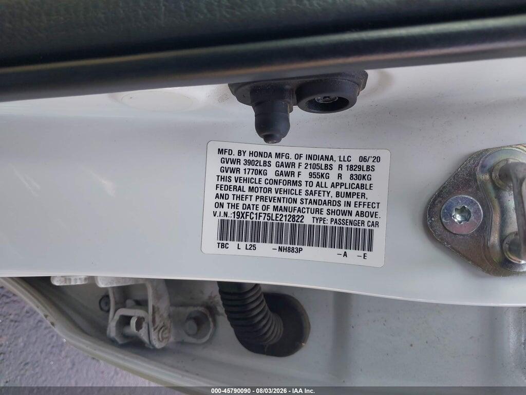 19XFC1F75LE212822 2020 HONDA CIVIC photo no. 9