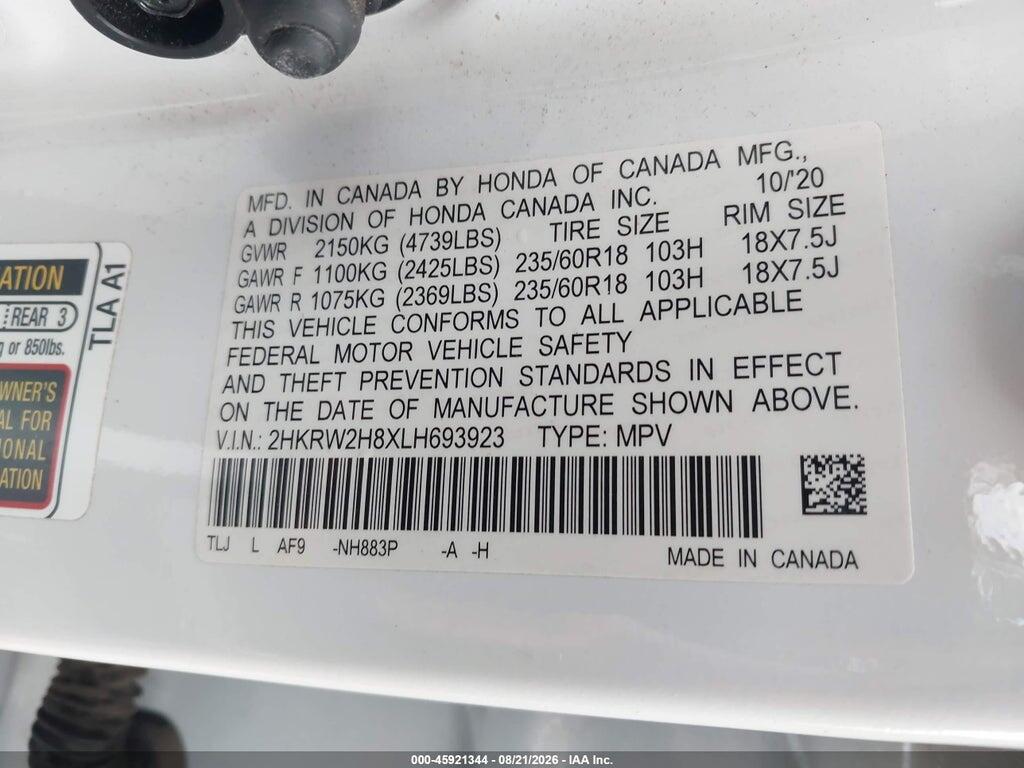 2HKRW2H8XLH693923 2020 HONDA CR-V photo no. 9