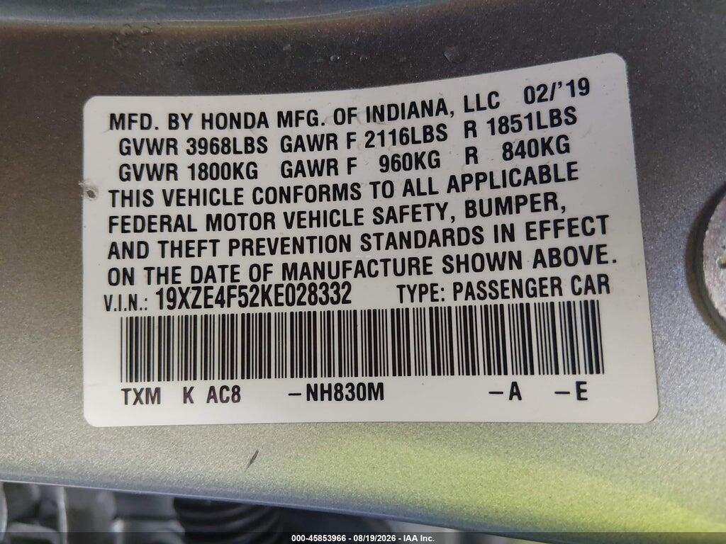 19XZE4F52KE028332 2019 HONDA INSIGHT photo no. 9