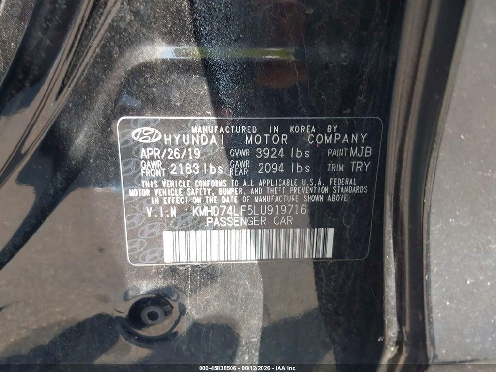 KMHD74LF5LU919716 2020 HYUNDAI ELANTRA photo no. 9