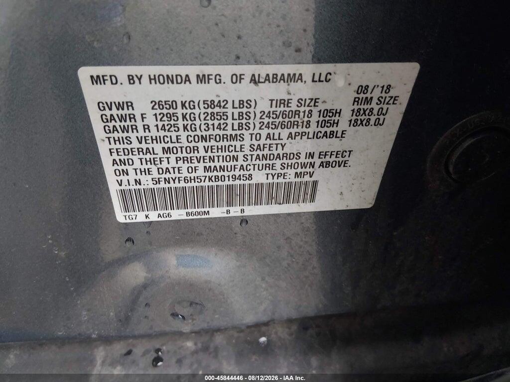 5FNYF6H57KB019458 2019 HONDA PILOT photo no. 9