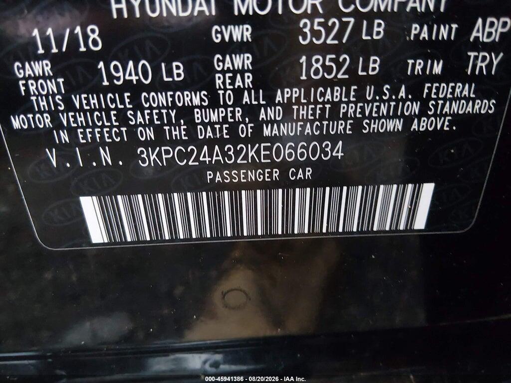 3KPC24A32KE066034 2019 HYUNDAI ACCENT photo no. 9