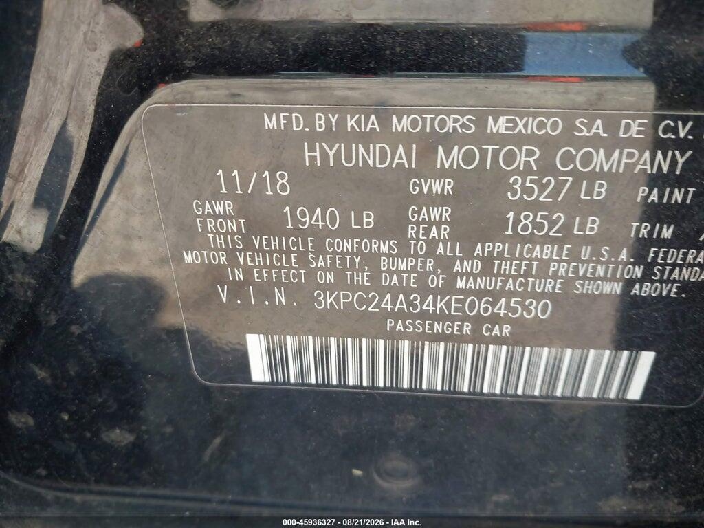 3KPC24A34KE064530 2019 HYUNDAI ACCENT photo no. 9